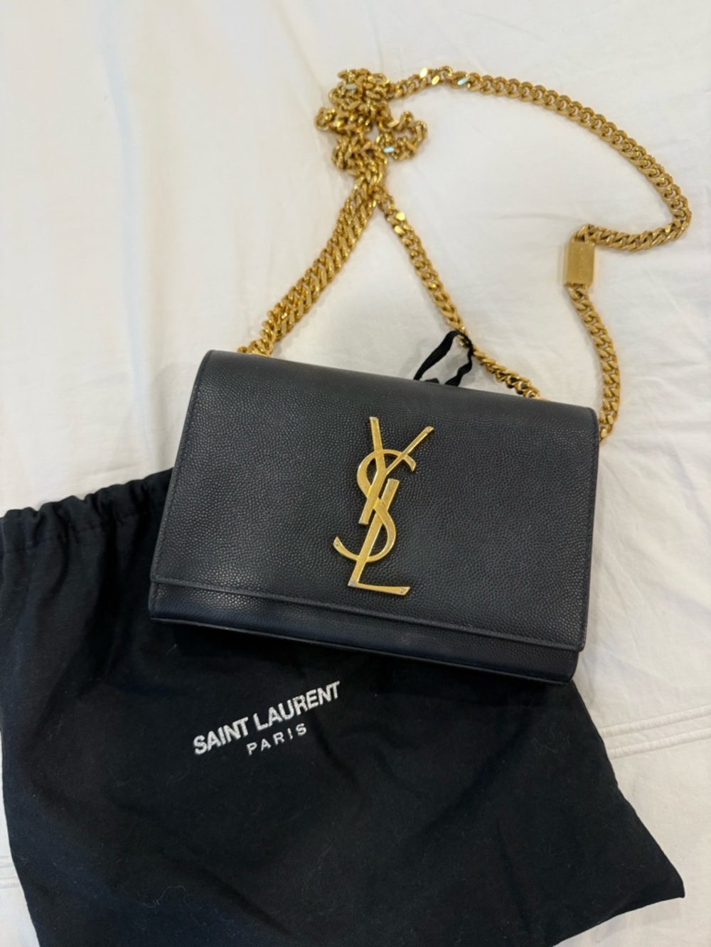 Yves Saint Laurent YSL Kate Small in Grain de Poudre Black Leather